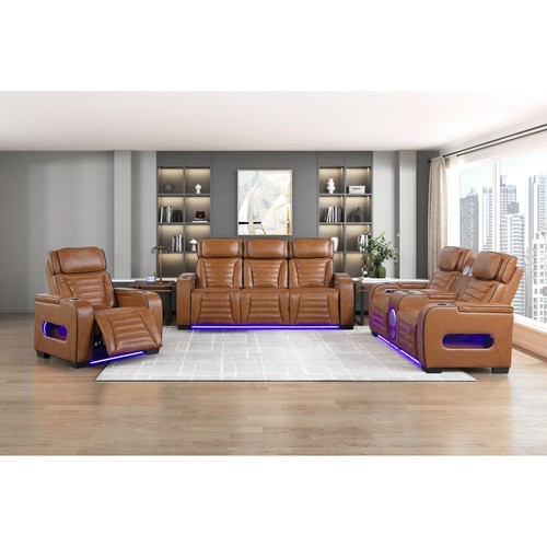 Brown leather power reclining - brown,