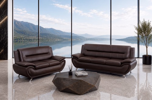 New brown leather gel 2pc - new,