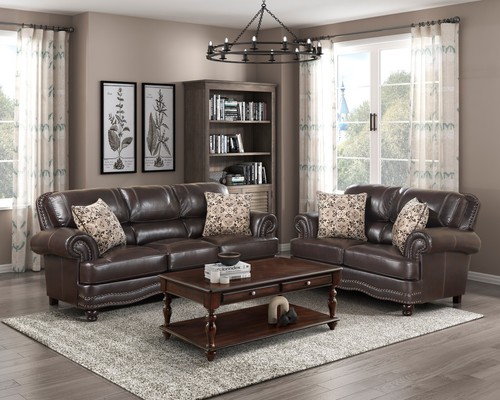 Dark brown faux leather - pc,