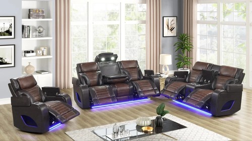New brown led power recliner - brown,
