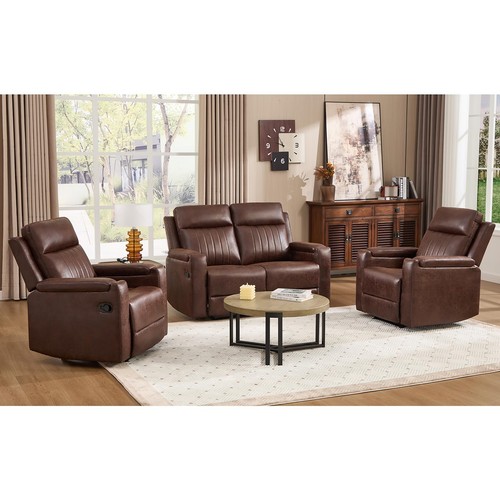 Faux leather recliner sofa - leather, set